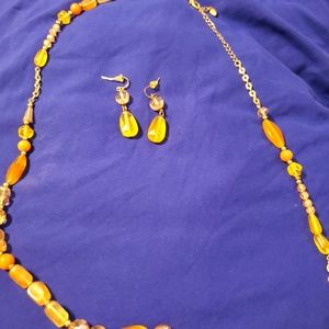 Amber & golden bead set